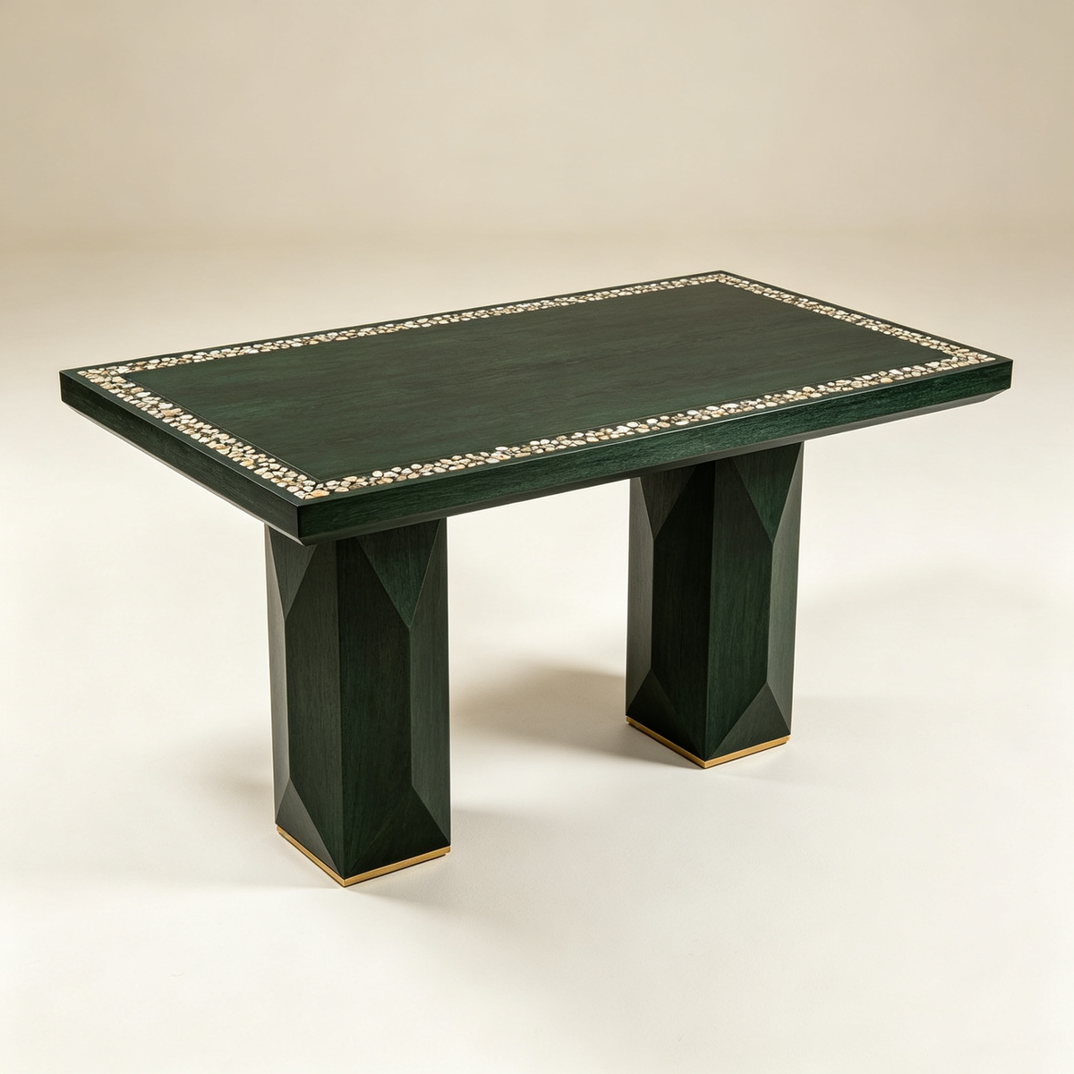 Emerald Green Coffee Table with Shell Inlay