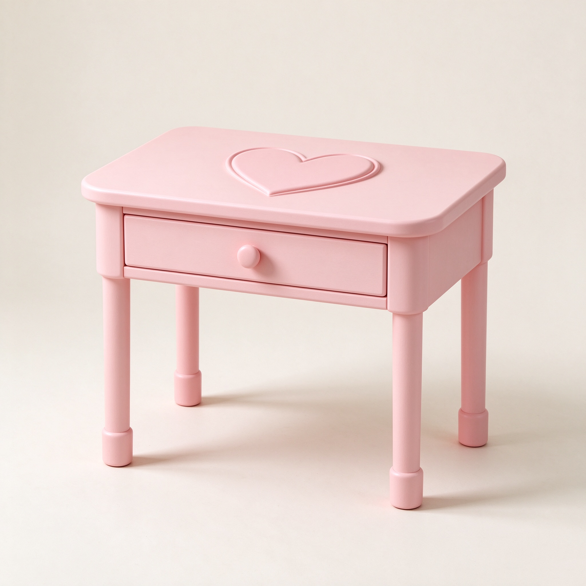 Pink Kids Side Table with Heart Motif