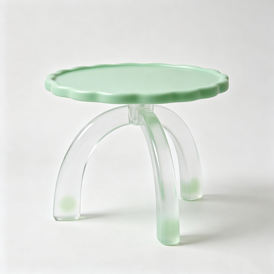 Mint Green Wavy Edge Acrylic Side Table
