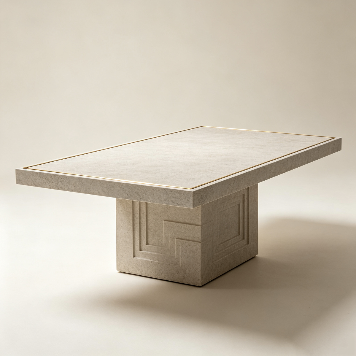 Beige Stone Geometric Coffee Table