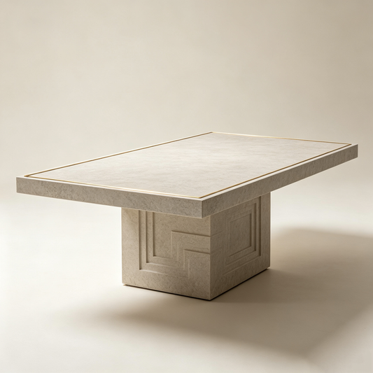Beige Stone Geometric Coffee Table