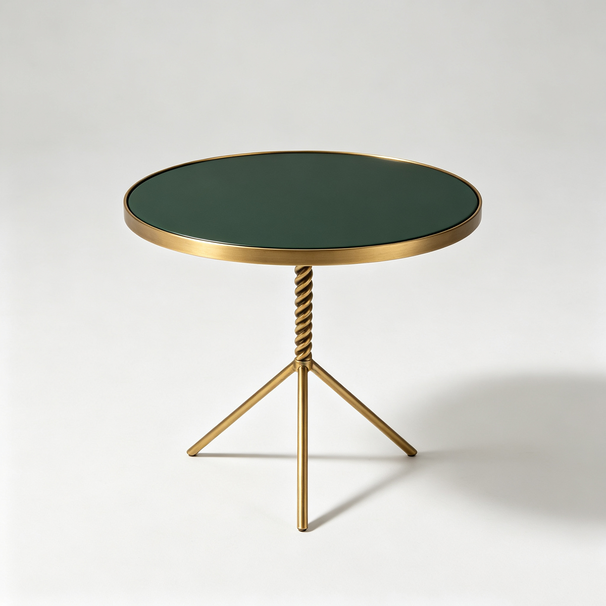 Emerald Green Gold Round Accent Table