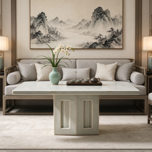 White Marble Rectangular Coffee Table