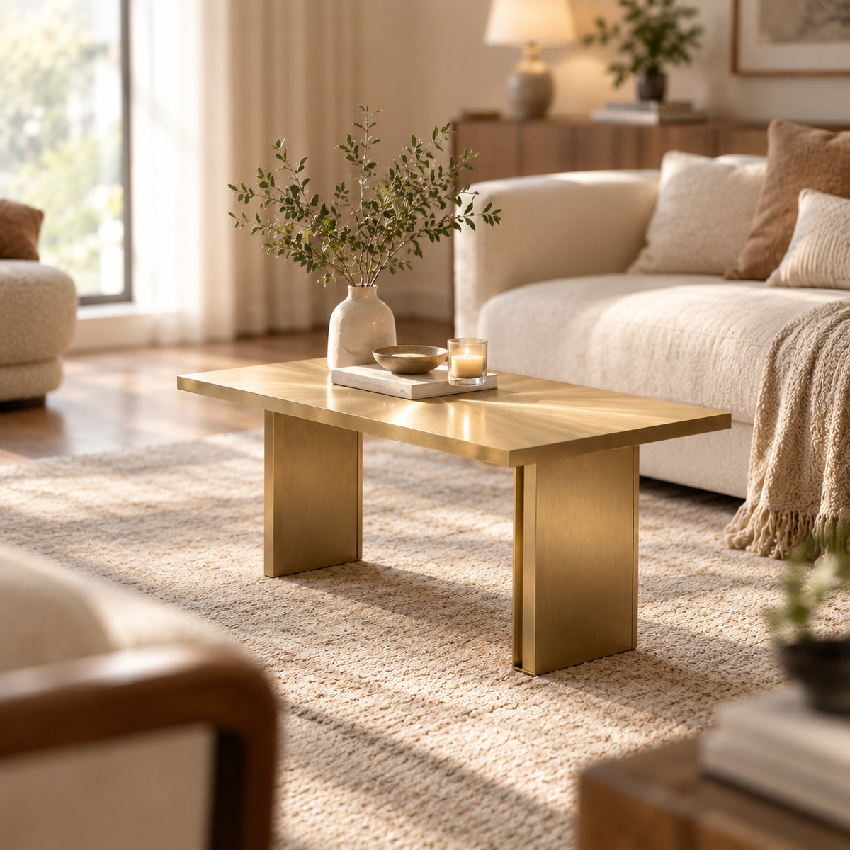 Brushed Gold Rectangular Dining Table
