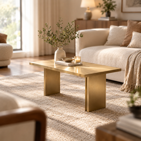 Brushed Gold Rectangular Dining Table
