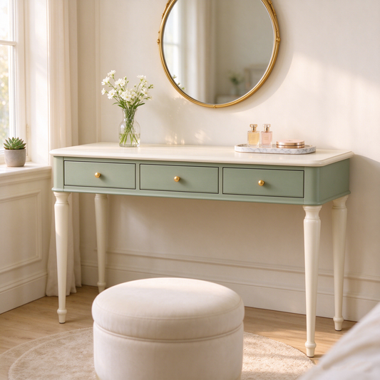 Retro Console Table with Mint Green Drawers