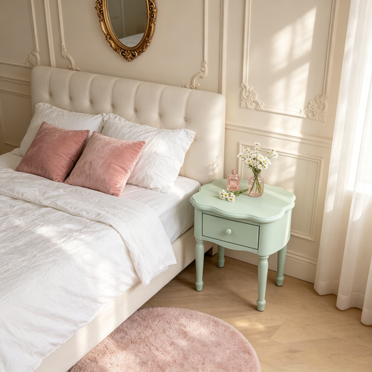 Mint Cloud Nightstand with Wave Edge