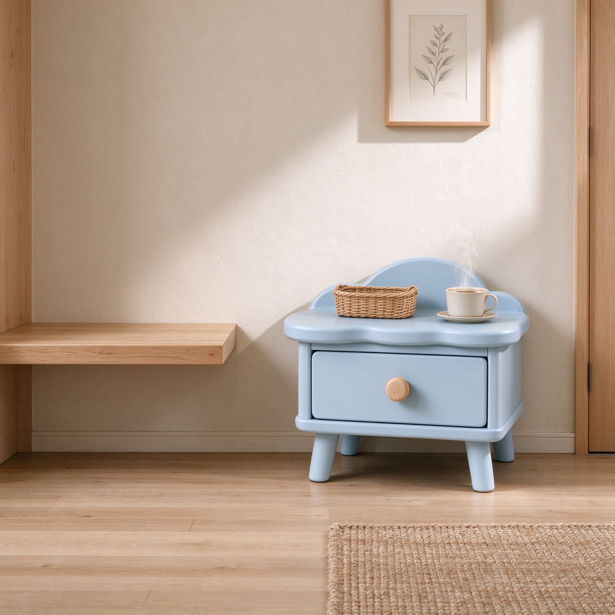 Light Blue Cloud Storage Cabinet with Drawer