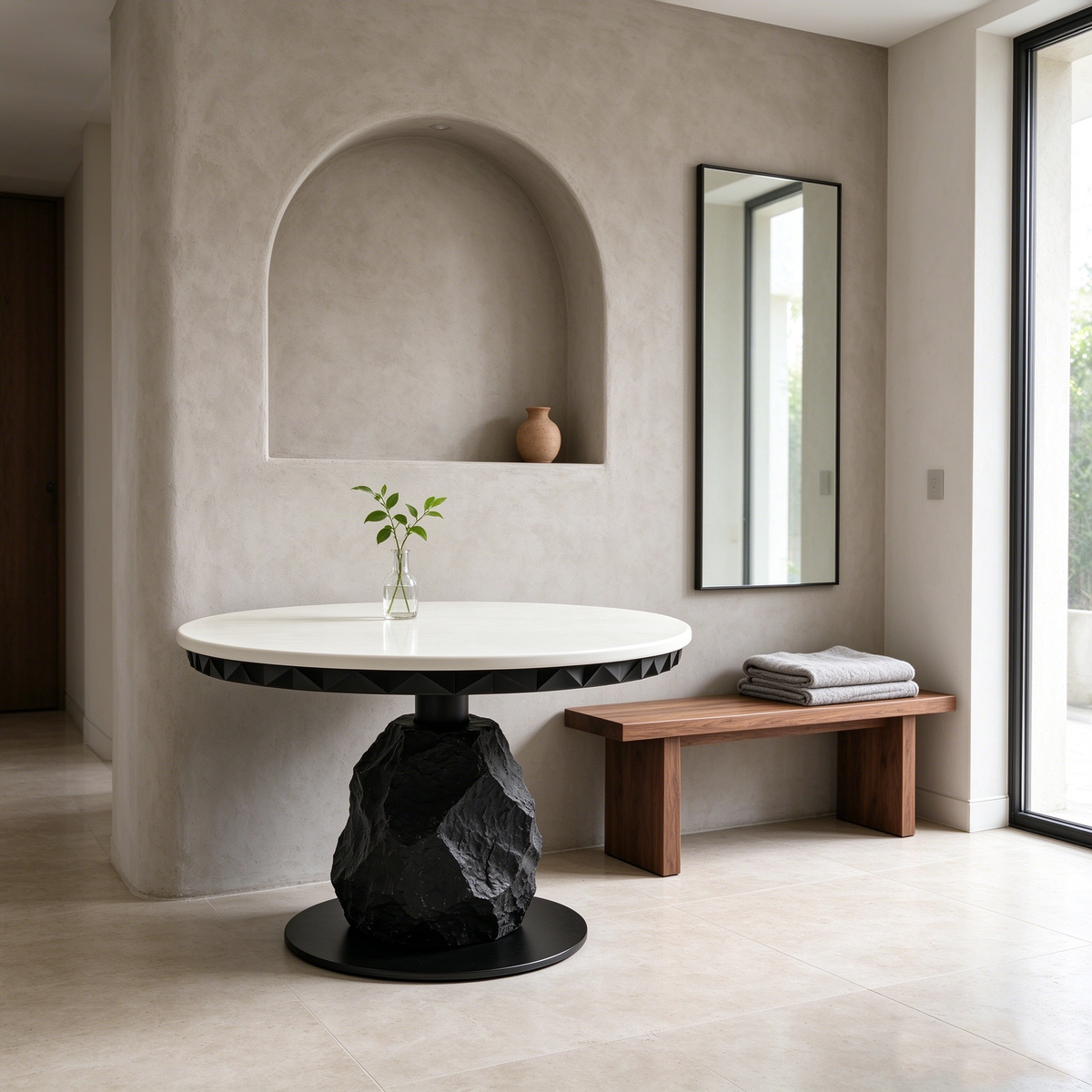 Black and White Modern Round Coffee Table