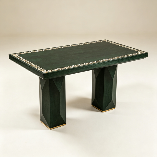 Emerald Green Coffee Table with Shell Inlay