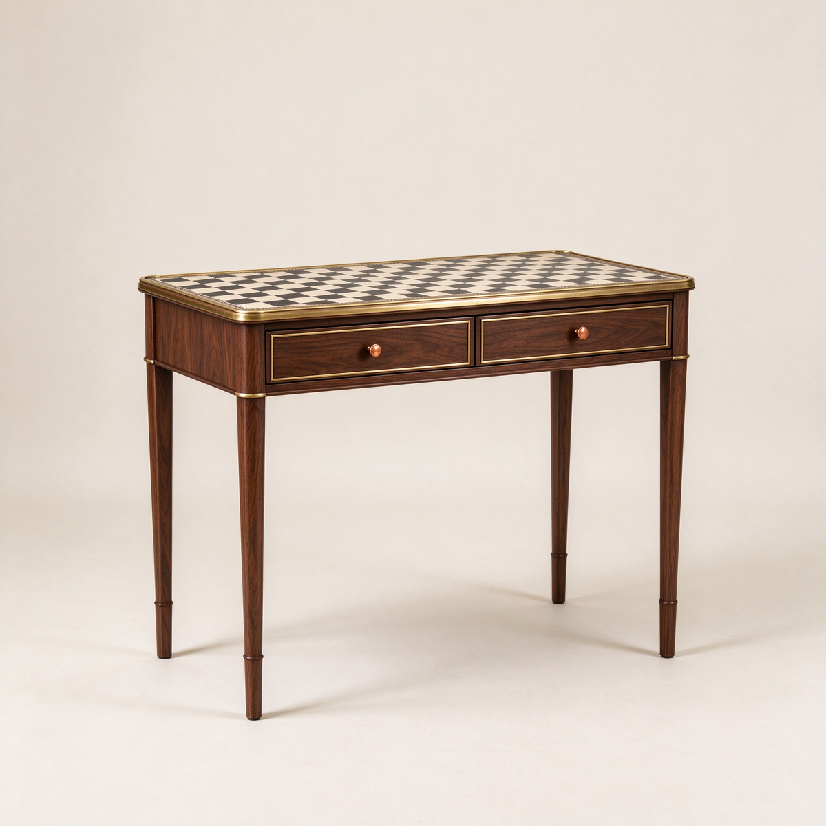 Classic Checkerboard Desk with Gold Trim
