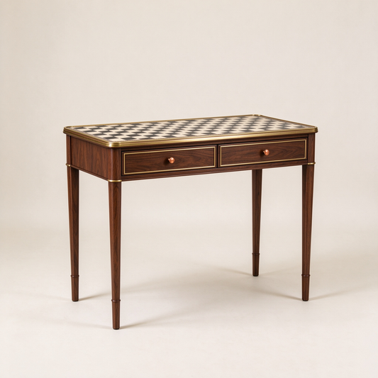 Classic Checkerboard Desk with Gold Trim