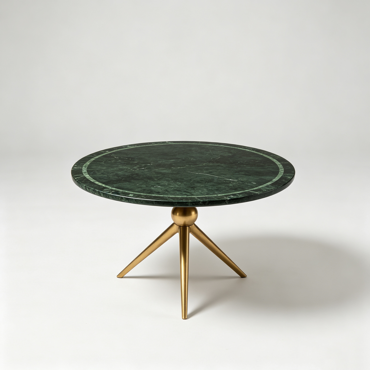 Emerald Marble Round Side Table with Gold Legs