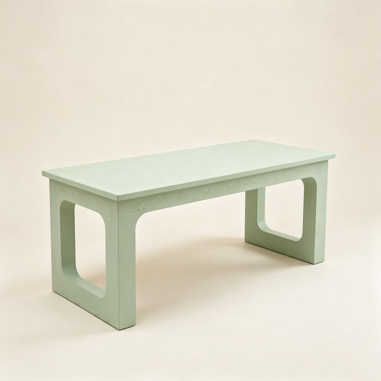 Mint Green Carved Rectangular Table