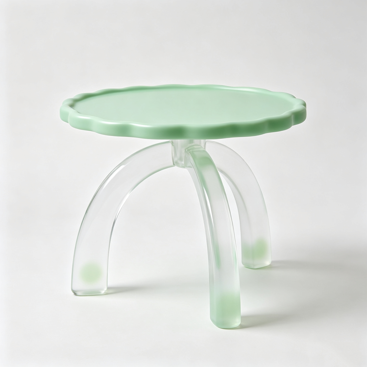 Mint Green Wavy Edge Acrylic Side Table