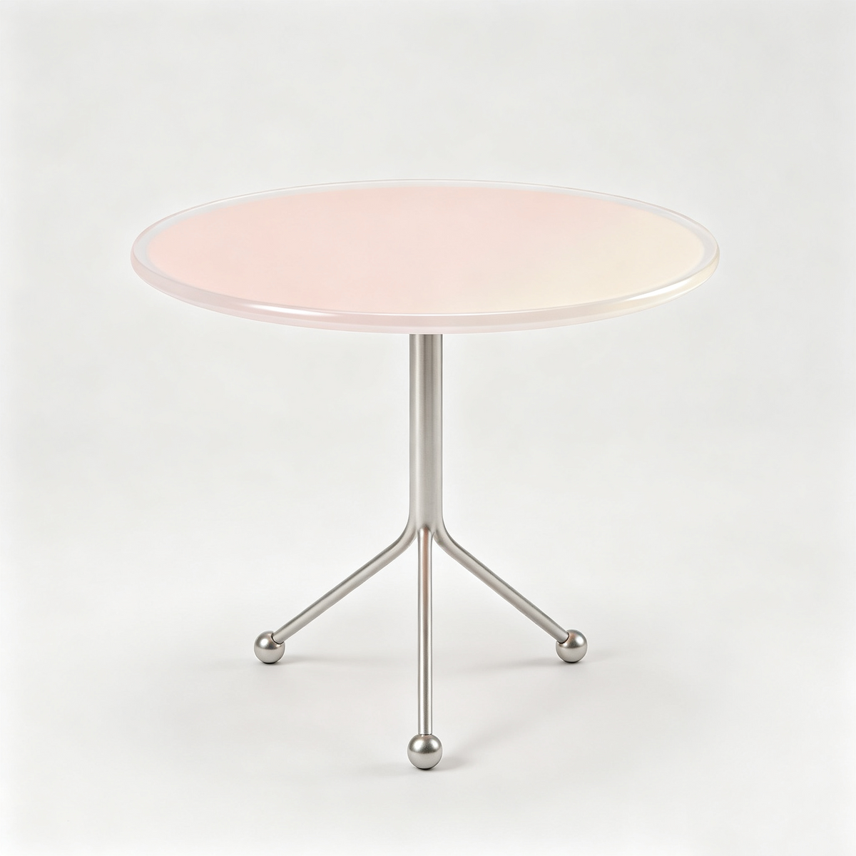 Pink Gradient Round Side Table with Silver Base