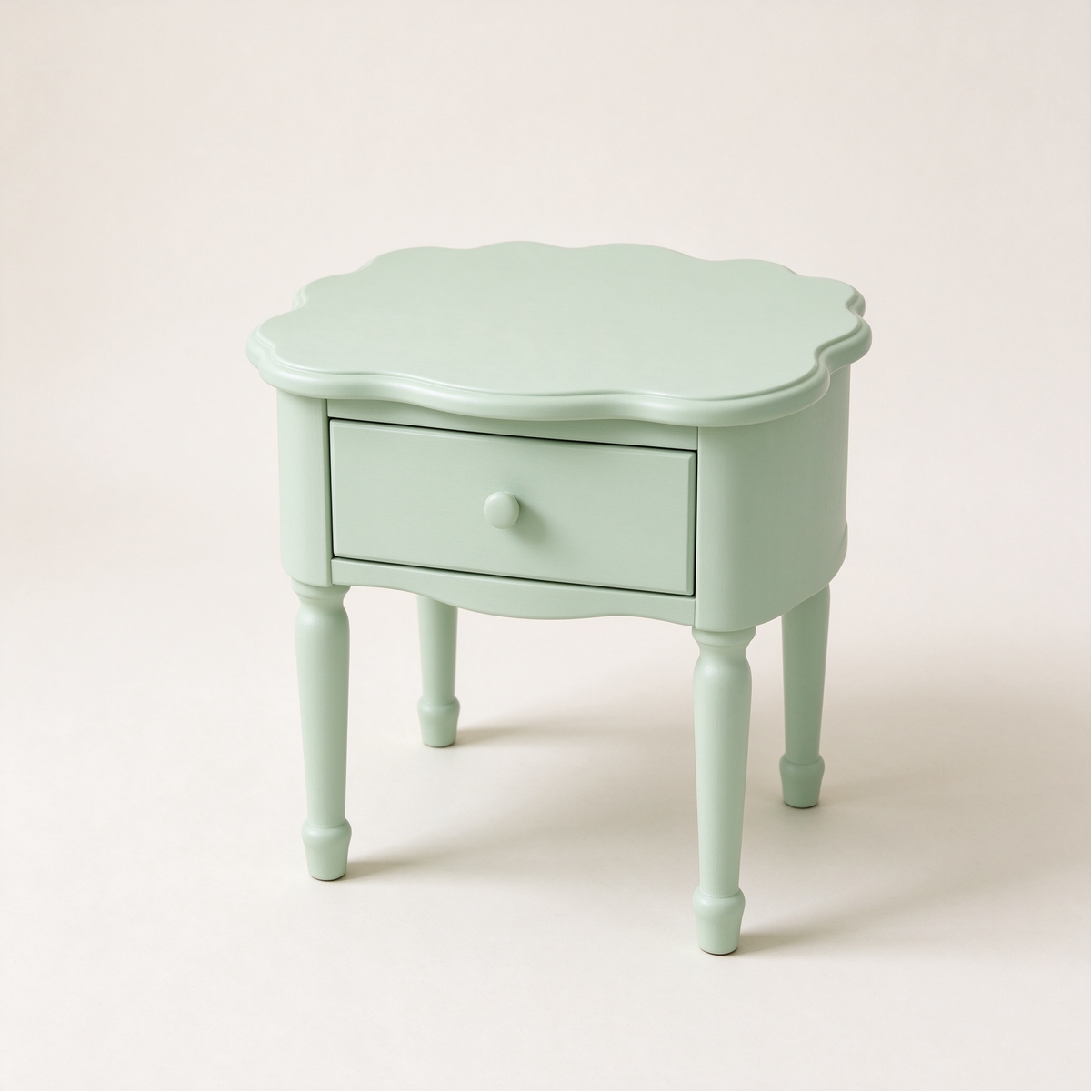Mint Cloud Nightstand with Wave Edge