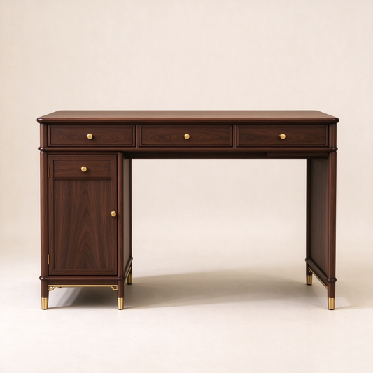 Chinese Style Solid Wood Desk with Gold Knobs