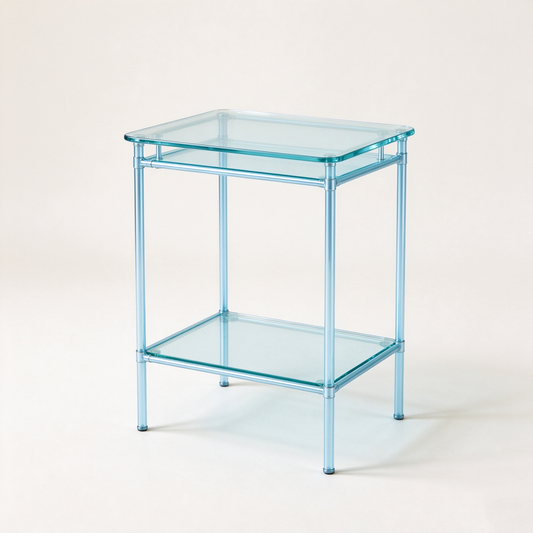 Acrylic Clear Blue Two-Tier Side Table